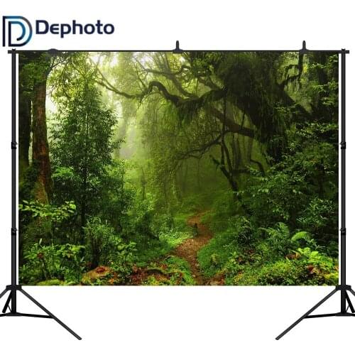 DePhoto Vinyl Photography Backdrops Jungle Tree Wonderland Path Rainforest Backdrop Photo Studio Customize Photobooth