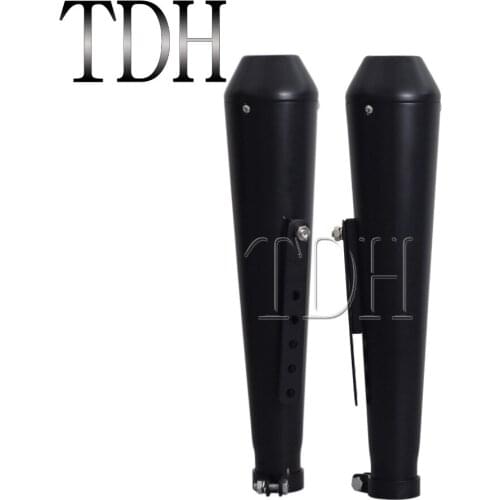 Vintage Motorcycle Black Exhaust Pipe Racer Exhaust Silencer Muffler For Harley Chopper Cruiser Scrambler 1-5/8" 1-1/2" 1-7/16"