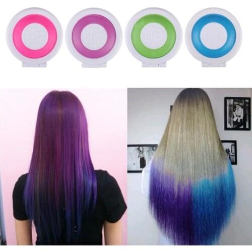 4 Colors Bright Temporary Hair Dye Powder Cake Washable DIY Coloring Cream Chalk Set for Adult Kids Festival Party Accessories