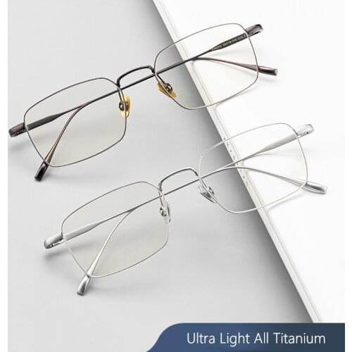 All Titanium Frame Ultra Light Pure Titanium Glasses Frame Square Myopia Glasses Men Titanium Alloy Frame Retro Frames SC10T