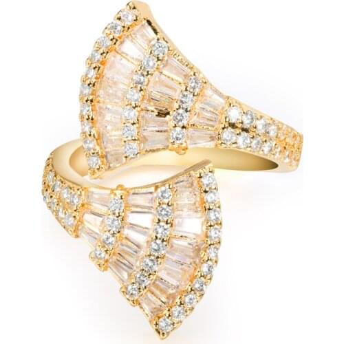HAWSON Multicolor Adjusted Scallop Finger Rings for Women Fashion Romantic Zircon Open Rings Best Wedding Anniversary Jewelry
