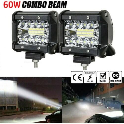 1pc/2pcs Car LED Work Lights Bar Super Bright Flood Spot Lamps Driving Spotlights Auto Accessories For Offroad Car Truck SUV