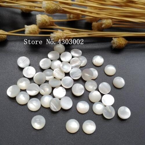 100pcs/lot 6mm Natural Round Cabochon Mother of Pearl shell for DIY Jewelry White Round Cabochon MOP Pearl shell For Earrings