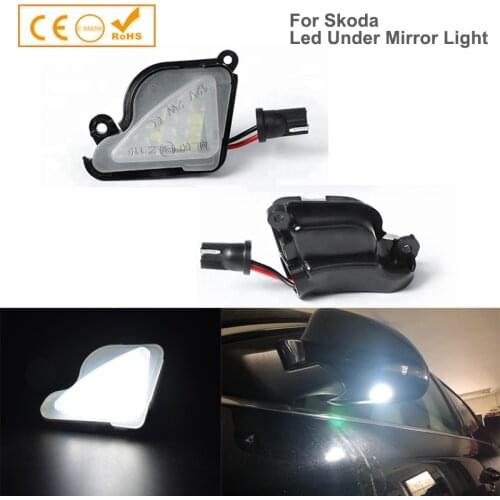2x Error Free White LED Under Side Mirror Light Puddle Lamp for Skoda Octavia Mk3 5E 2012-2017