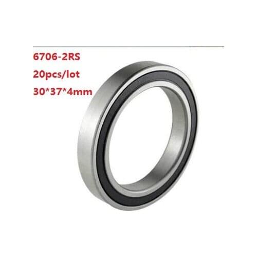 20pcs/lot 6706RS 6706-2RS 6706 2RS 30*37*4mm rubber cover Deep Groove Ball bearing 30x37x4mm
