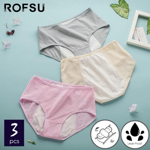 RMW Leak Proof Menstrual Panties Physiological Pants Women Sexy Underwear Period Cotton Waterproof Briefs Female Lingerie 3pcs