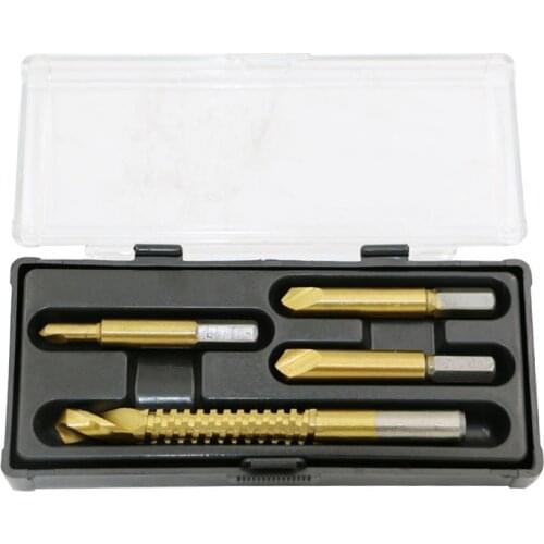 Hot 4Pcs HSS Damaged Screw Extractor Broken Stud Drill Bit 1# 2# 3# Bolt Easy Out Drill Bit Remover Tools Set