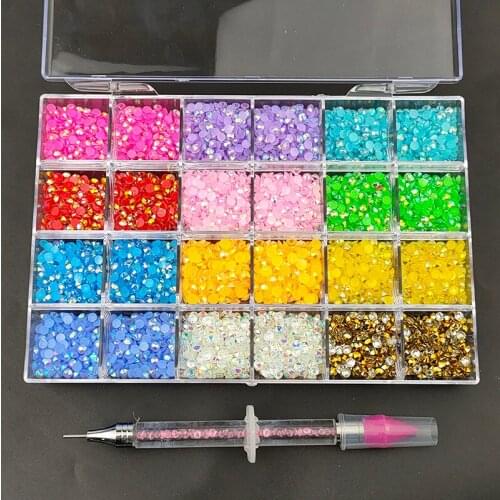 4800pcs/Box Loose Resin Rhinestones Colrful AB Round Glue On Rhinestone Flatback Strass Stones For Nail Phone Art Decoration