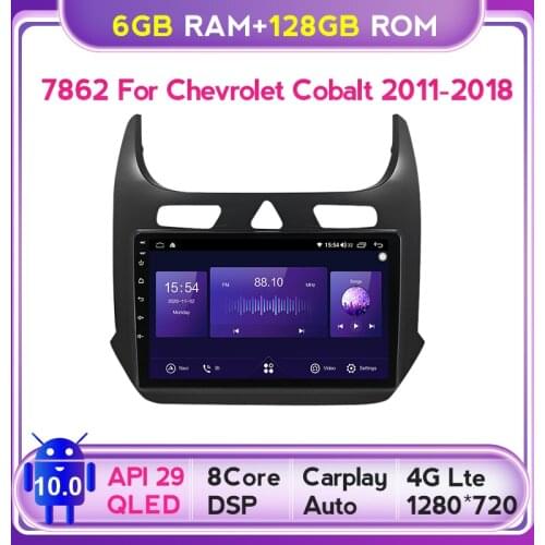 6G+128G Android 10 QLED Screen 5G WIFI 2 Din Car Radio GPS Multimedia For Chevrolet COBALT 2011-2018 Support Cameras DVR RDS