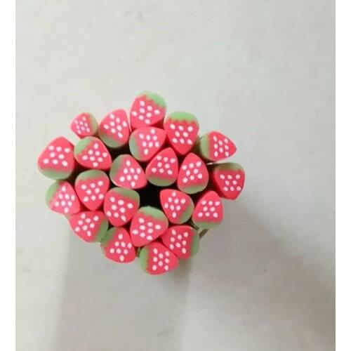 A-14 Free Shipping 100pcs/lot 5mm Red Strawberry Cane Fancy Nail Art Polymer Clay Cane Nail Art Decoration