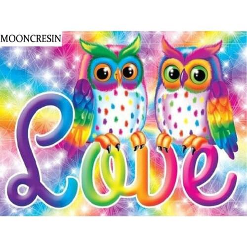 Animal 5D Diy Diamond Painting Full Drill Resin Owl Rhinestone Embroidery Diamond Mosaic Love Arts Crafts Sewing Home Decoration