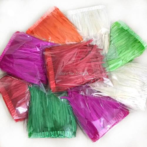 Free Shipping 5yards/lot 30-35cm 12-14inch 14-16inch Rooster feather ribbon fringe Dyeing Loose Cock Tail Feather trimming