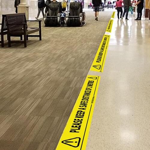 Safety Message Maintain Distance Floor Warning Tape PVC Waterproof Wear-resistant Warning Tape For Mall Store School