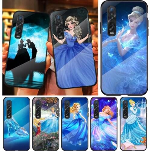 Tempered Glass Cover Princess Cinderella For OPPO A9 2020 A52 Find X2 Lite Realme 7 7i 6 5 Pro C3 XT Phone Case