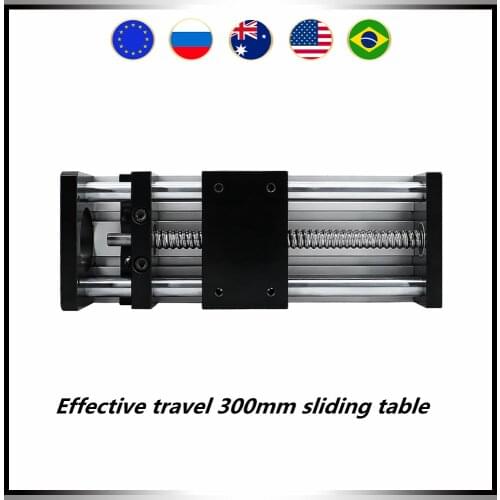 Effective travel 300mm sliding table load 30kg 12mm linear shaft rail SFU1204 ball screw motion stage for cnc 3D printer
