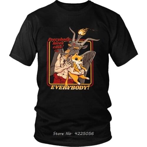 Funny Demon Lucifer Devil Shirt Humor Cat Even Satan T Shirt Short Sleeved Cotton Casual Graphic Summer T-Shirt tees