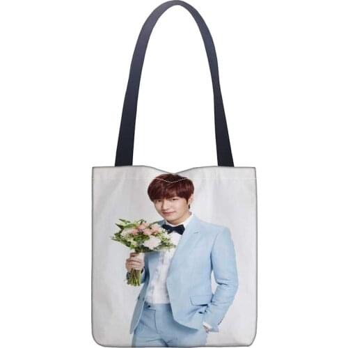 Custom LEE MIN HO printing shoulder bag canvas tote bag shopping travel book handbag custom logo