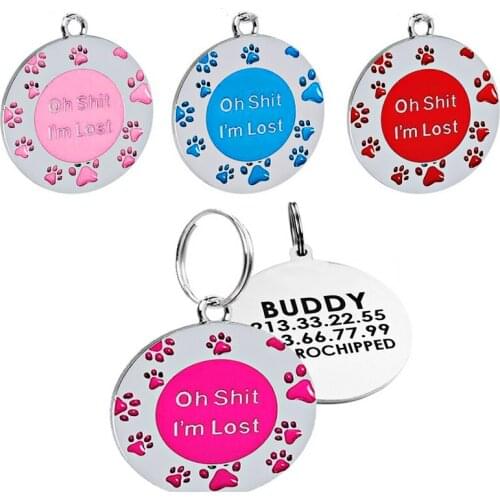Free Engraving Pet ID Tags Cat Collars Stainless Steel DogTag Customized Dog Collar Accessories Telephone Number Name Tags 35