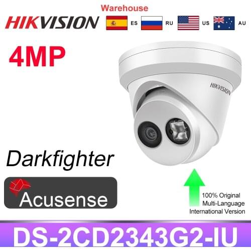 Hikvision 4MP HD IP Camera AcuSense DS-2CD2343G2-IU Security POE IR 30m Network Camera SD card Built-in Mic Survillance Security