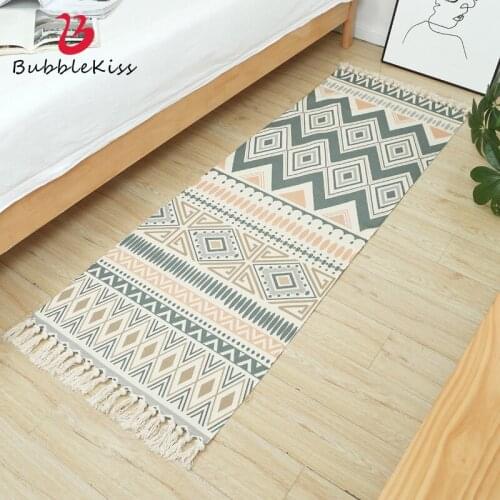 Bubble Kiss Simple Style Carpet Cotton Linen Flower Art Rug Tassel Edge Living Room Home Decor Carpets Bedroom Bedside Area Rugs