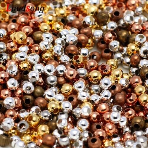 500pcs/lot 2-10mm Round Spacer Beads Ball Smooth Seed Metal Beads For Diy Jewelry Making Findings Bracelet Jewelry Accessories