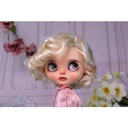 Blythes Doll Emulation Hair Fits a 1/6 Size Fashionable Western-style Imitation of Miss Horse Vintage Classic Curly Pale Blonde