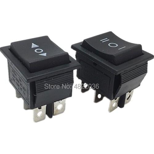 1PCS KCD4 Black Rocker Switch Power Switch Self Reset ON-OFF-ON 3 Position 6 Pins 16A 250VAC/ 20A 125VAC