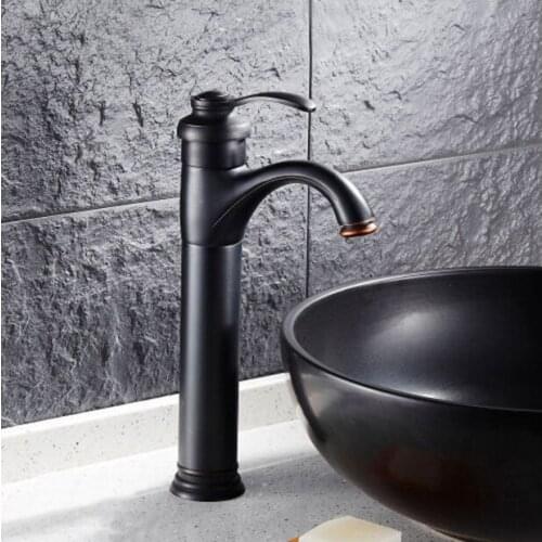Copper antique sink basin faucet black, Bathroom basin faucet hot and cold, Oil Rubbed Bronze wash basin faucet mixer water tap