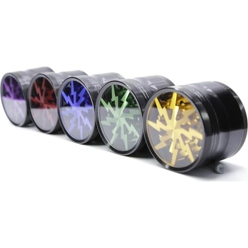 Latest Lightning-shaped 4 Layers 63x48mm Aluminum alloy Smoking Herb Grinders spices Tobacco Grinder pipe Accessories