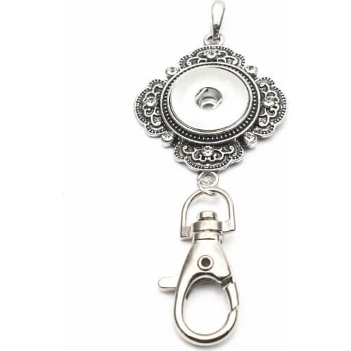 Newest Vintage Crystal Key Chains Hook Lanyard Keyring Fit 18mm/20mm DIY Snap Buttons Necklace Jewelry Making