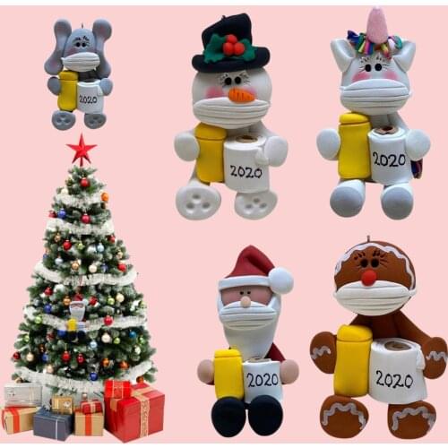 2020 Happy New Year Christmas Ornaments DIY Xmas Gift Santa Claus Snowman Tree Pendant Doll Hang Decorations for Home Noel Natal