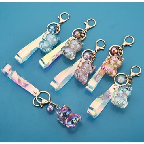 New Acrylic Symphony Crystal Lucky Cat Keychain Pendant Kitty Keychain Creative Activity Gift