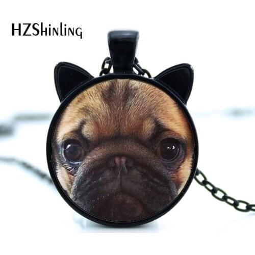 CN-00423 2017 New Pug Pendant Necklace Glass Pug Jewelry Glass Cabochon Necklace Pendant HZ2