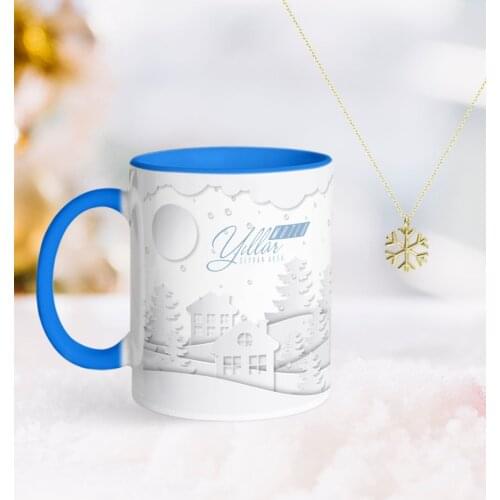 Personalized Christmas Happy Birthday Blue Mug and Snow Them Kolye-23