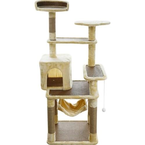 Sisal cat climbing frame cat tree cat litter multi-layer cat climbing frame fun hammock cat scratching post integrated mat pet