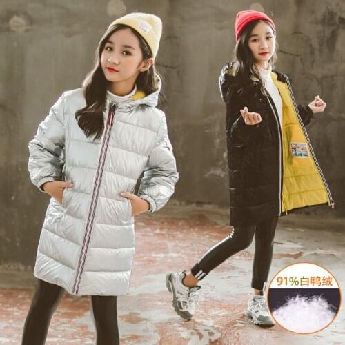 Girls' Down Jacket 2019 New Fashion Style Childrens Mid Long Thick Coat In Autumn and Winter Girl Winter Jacket