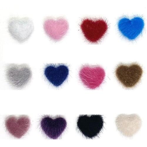 Fluffy Magnetic Detachable Nail Rhinestones Decoration DIY Nails Art Heart Shape New Charm Poms