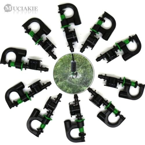 MUCIAKIE 10PCS D Type Micro Sprinkler 360 Degree Rotating Spray Nozzle with 1/4'' Barb Anti Drip Device Garden Micro Mist Nozzle