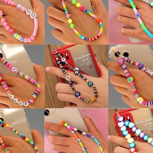 Mobile Phone Lanyard Chain Soft Ceramic Beads Personalized Creative Pendant Pendant Key Mobile Phone Chain Anti-Lost Rope