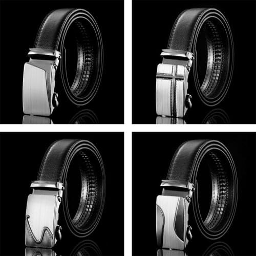 Mens Business Style Belt Black Pu Leather Strap Male Waistband Automatic Buckle Belts For Men Top Quality Girdle Belts For Jeans