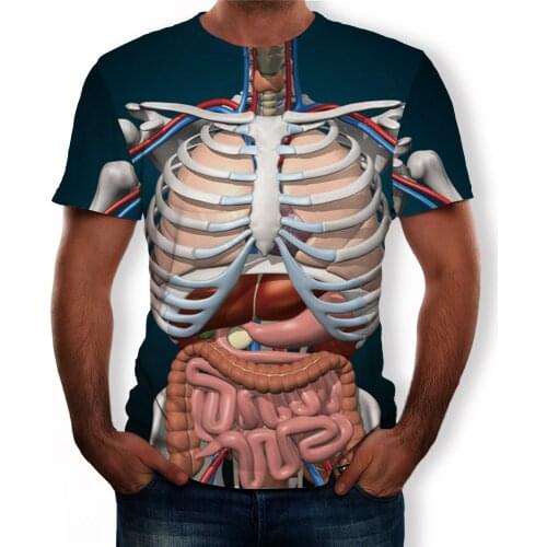 Shirt 3dmens round neck short-sleeved T-shirt bone visceral 3D printing T-shirt funny funny alternative T-shirt
