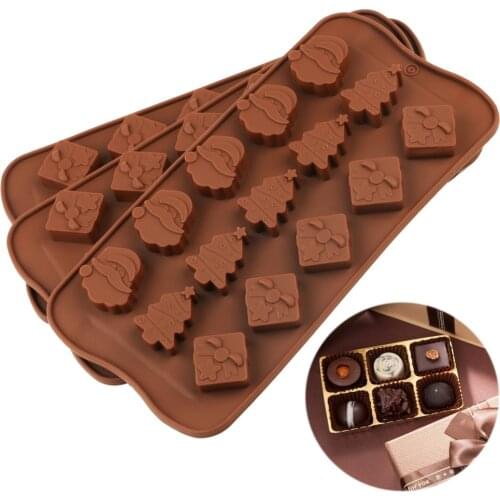 Silicone Chocolate Mold 15 Holes Cake Decorating Tools Cute Christmas Patterns Bakeware For Chocolate Cookies Candy Jelly Resin