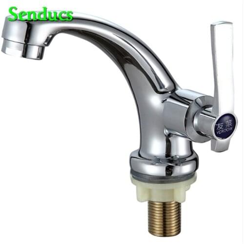 Senducs Single Cold Basin Faucet Quality Zinc Alloy Bathroom Cold Basin Sink Faucet with 50cm Flexible Hose Cold Water Tap