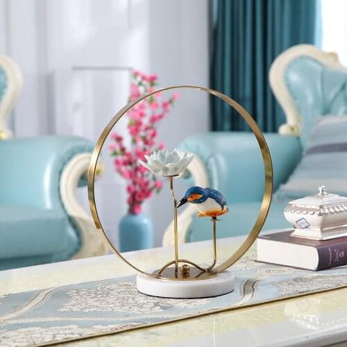 Modern Resin Crafts Living Room Magpie And Ceramic Lotus Figurines Art Ornaments Furnishings Home Decoration Accessories