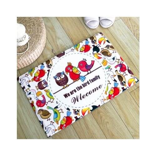 Cute cartoon birds flannel rug carpet anti slip door mat living room doormat floor rug household mats water absorbent