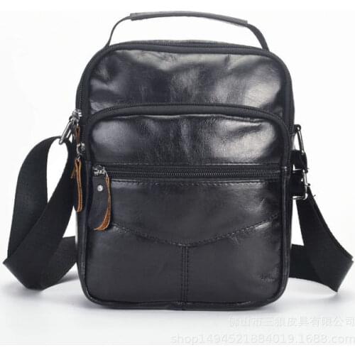 First layer cowhide mens shoulder messenger bag sports and leisure genuine leather vertical ipad handbag mens Crossbody bag