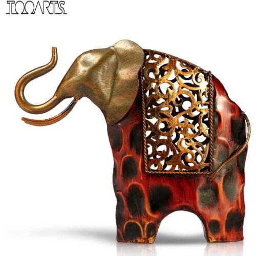 TOOARTS Carved Iron Elephant Figurine Metal Animal Figurine Home Decor Miniature Craft Gift for Home Decoration Accessories