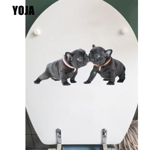 YOJA 23*10.3CM Two Black Bulldogs Room Wall Sticker Decor Lovely Animal Toilet Decals T1-0311