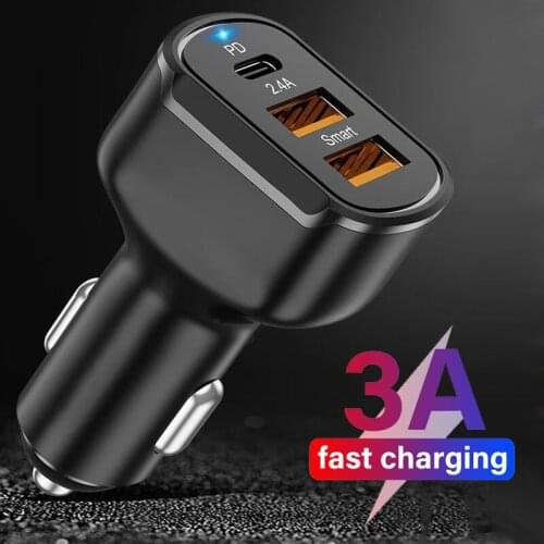 PD 30W Dual USB Car Charger Mobile Phone USB C Fast Charging Car Cigarette Lighter Adapters For iPhone 12 Pox Max Xiaomi Huawei