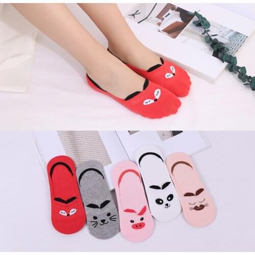 Women Socks Candy Color Small Animal Cartoon Pattern Boat Sock for Summer Breathable Casual Girls Funny Fashion